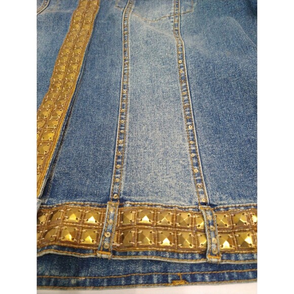 The Collective Works of Berek 2 Jean Jacket Size 1XL Gold Fully Studded Trim - Picture 9 of 16